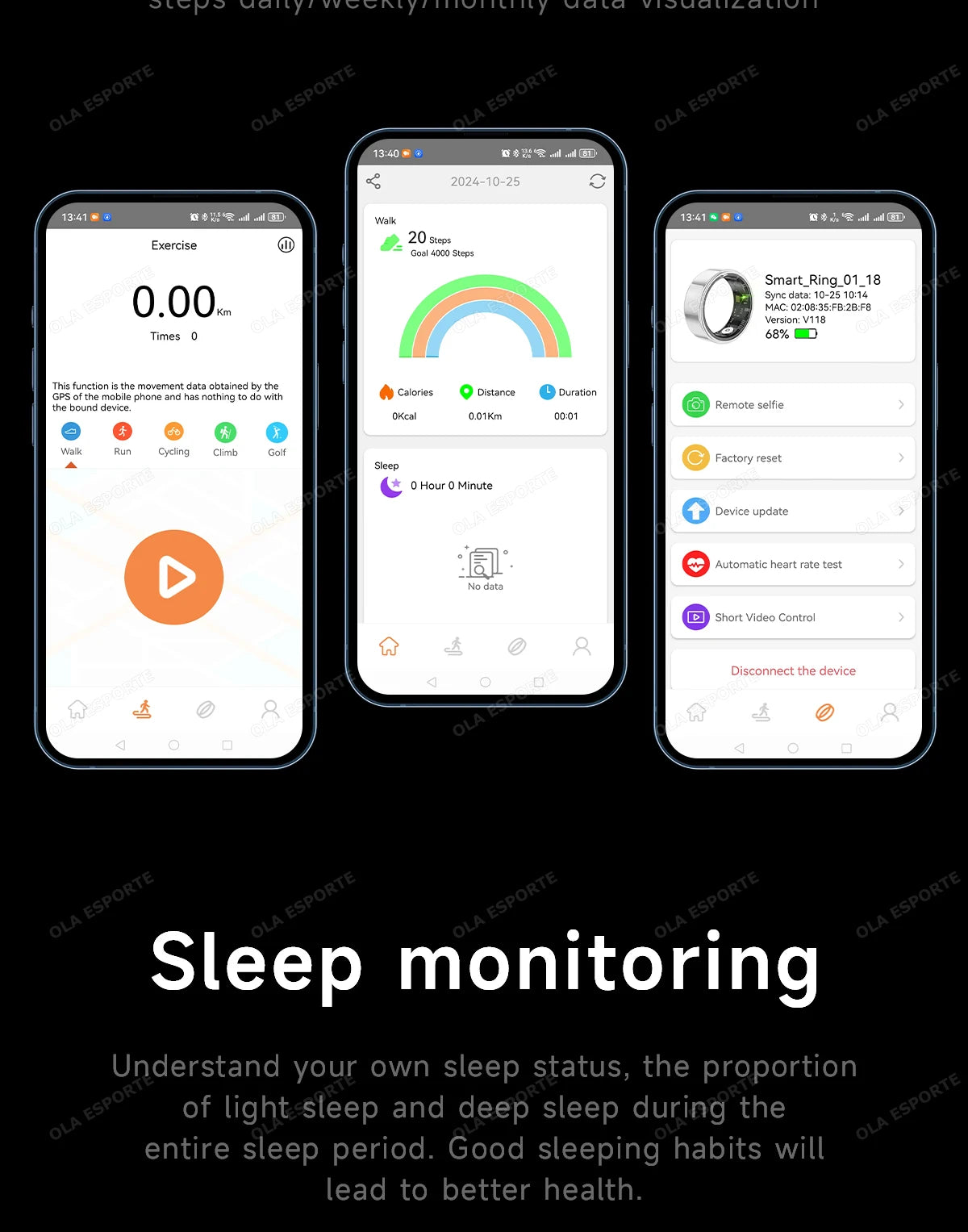 Wasserdichter Smart Ring mit Display und Gesundheitsmonitor
