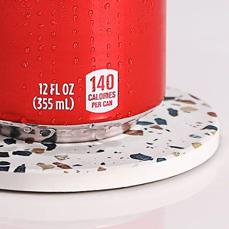 Set mit 1, 4 oder 6 Untersetzern Terrazzo Muster aus Keramikstein