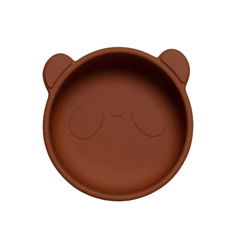 BPA-freie Silikon Baby Fütterung Schüssel Cartoon Panda Rutschfestes Geschirr