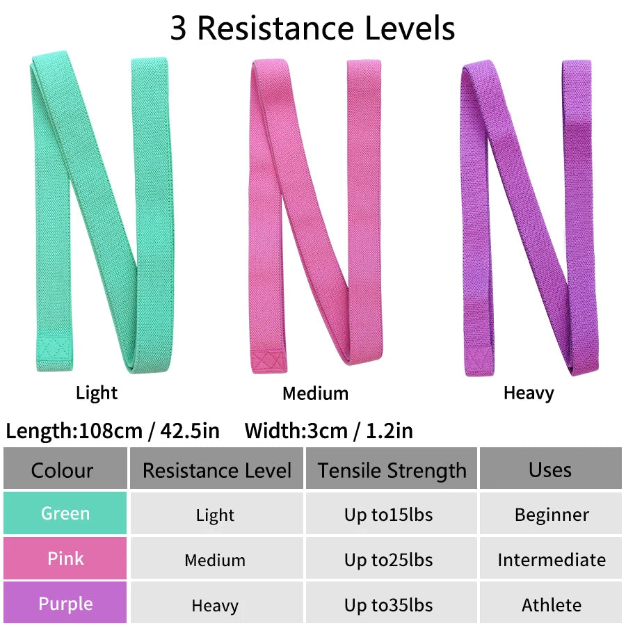 3er Set lange elastische Stoff Widerstandsbänder für Beine Gym Fitness