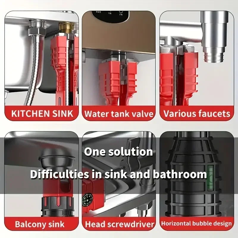 24 in 1 Multifunktions Rohrschlüssel Wasserhahn Waschbecken Installer Werkzeug