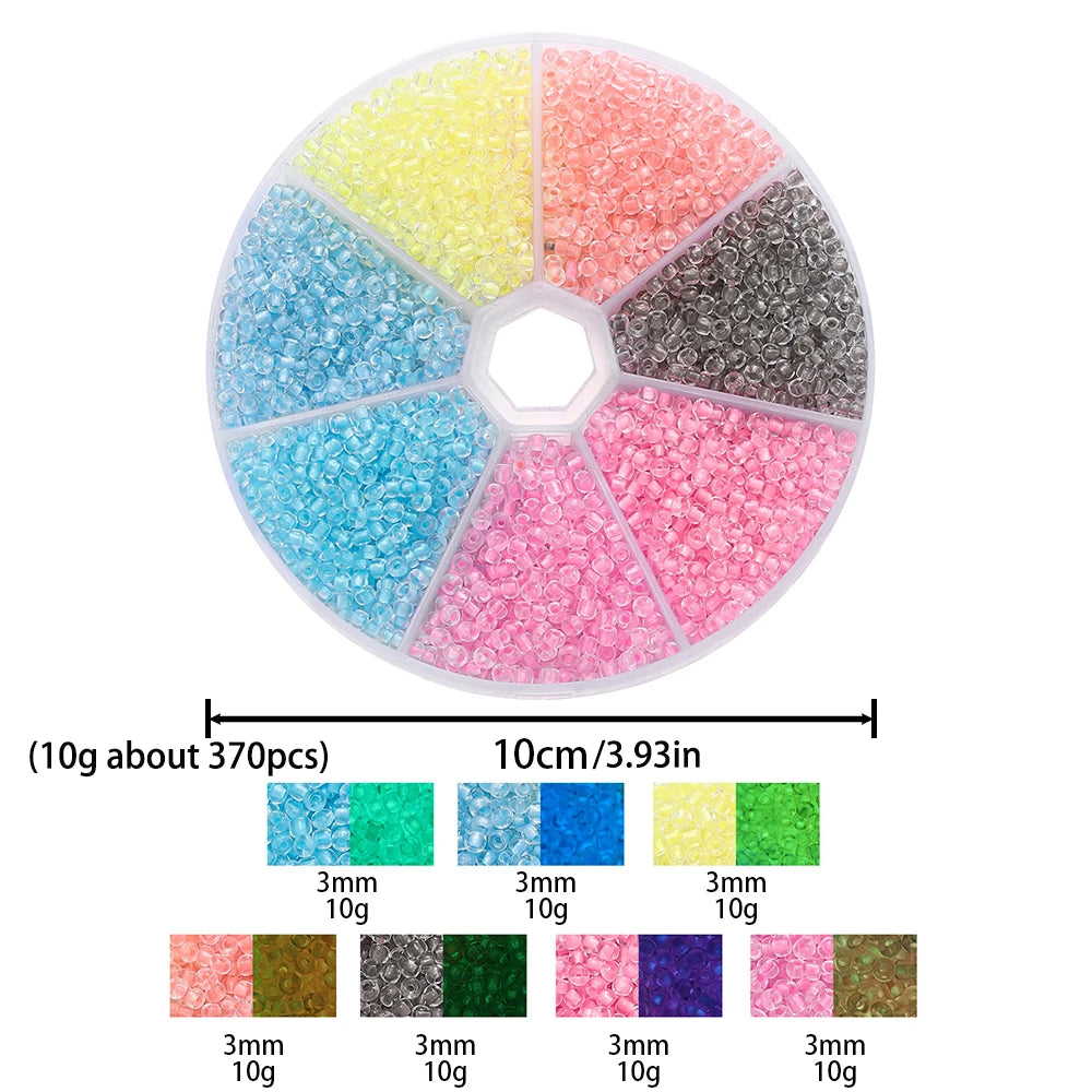 1 Box 3 mm Leuchtende Glas-Rocailles für DIY Schmuck Abstandsperlen