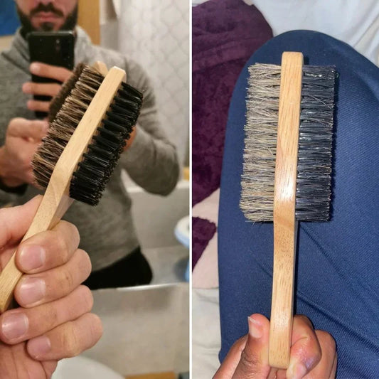 Natürliche Borsten Haarbürste mit Holzgriff für angenehme Bartpflege