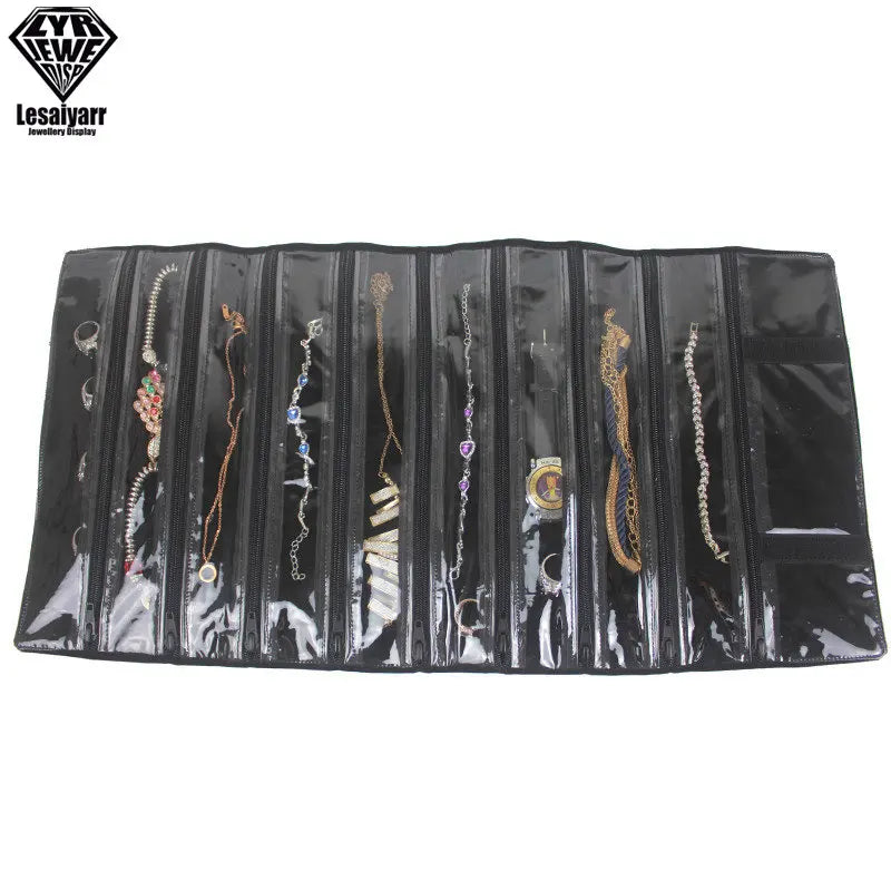 Faltbarer Schmuck Organizer aus Samt mit Reißverschluss für Reisen