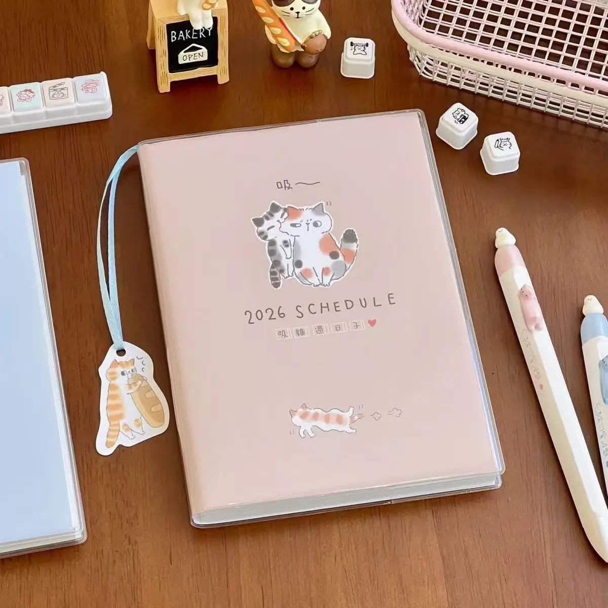 Katzenplaner 2026 B6 Notizbuch – Kawaii Studentenplaner mit farbigen Seiten-Yabubest - Home & More