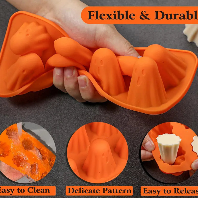 Halloween Silikon Backform Gespenst Flexibel für Kuchen Schokolade Süßigkeiten