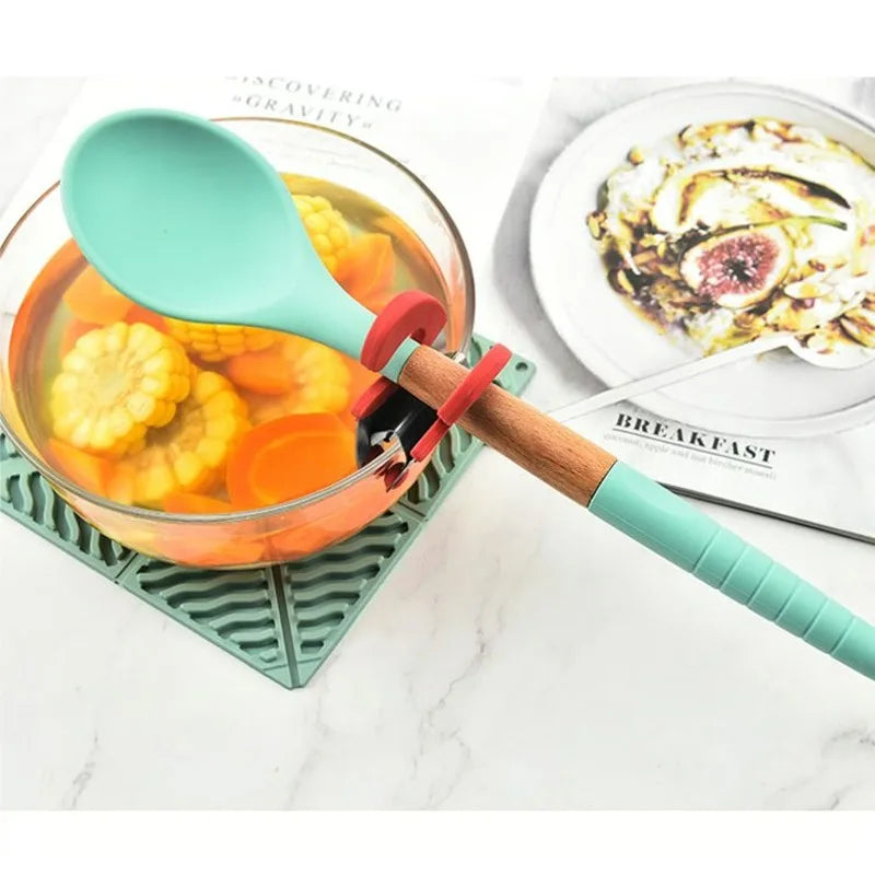 Edelstahl Löffelhalter Clip hitzebeständig mit Silikon für Küchenutensilien