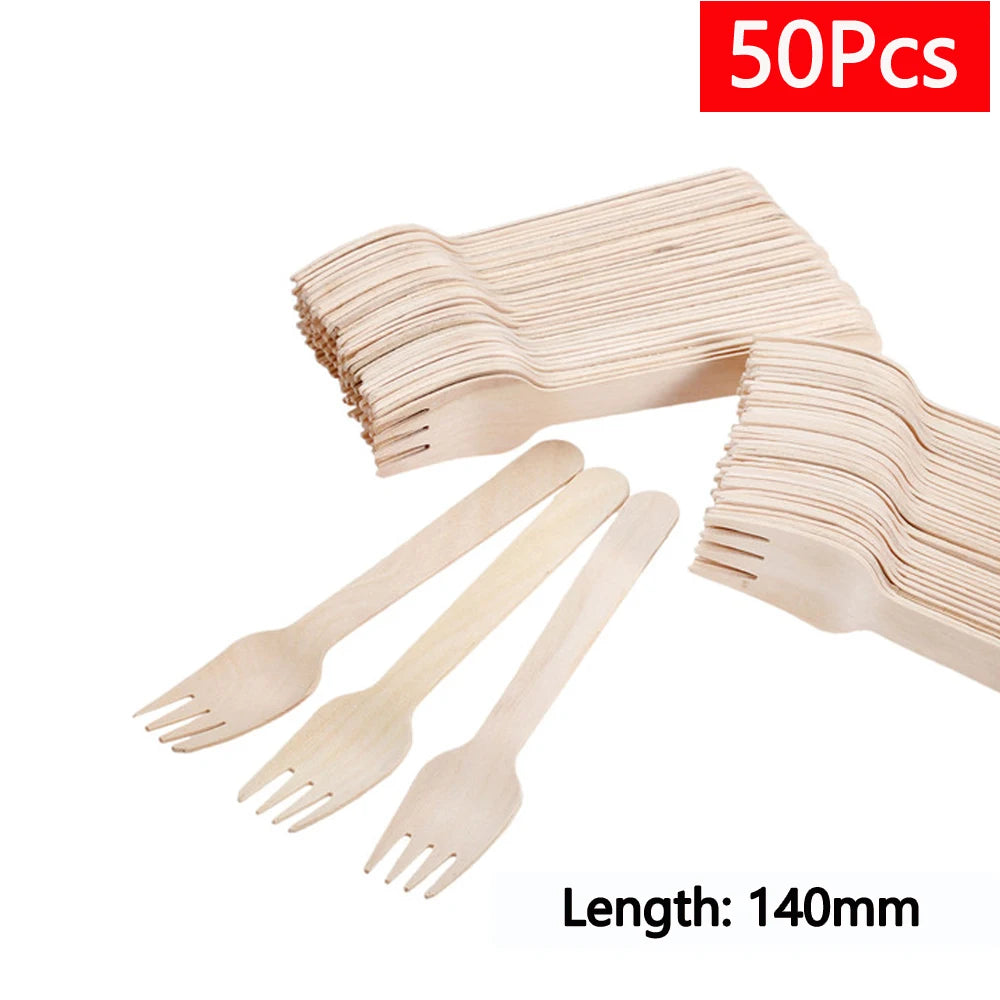 Einweg-Holzbesteck 16 cm 10/150/500 Stück Gabel Löffel Messer Set