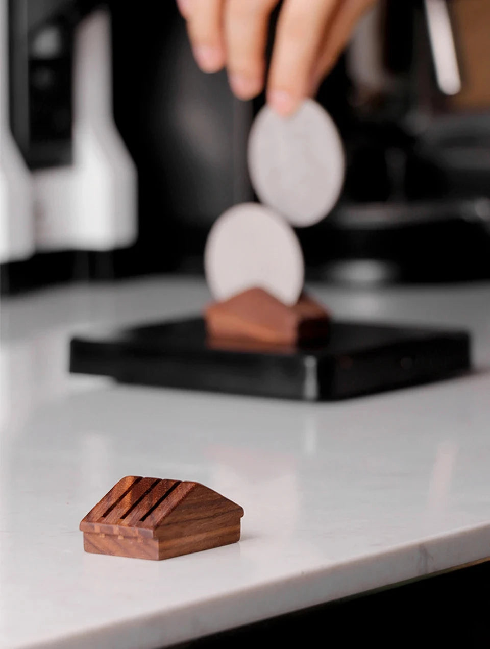 Wiederverwendbarer Holz Kaffeefilterhalter für Espresso Siebträger