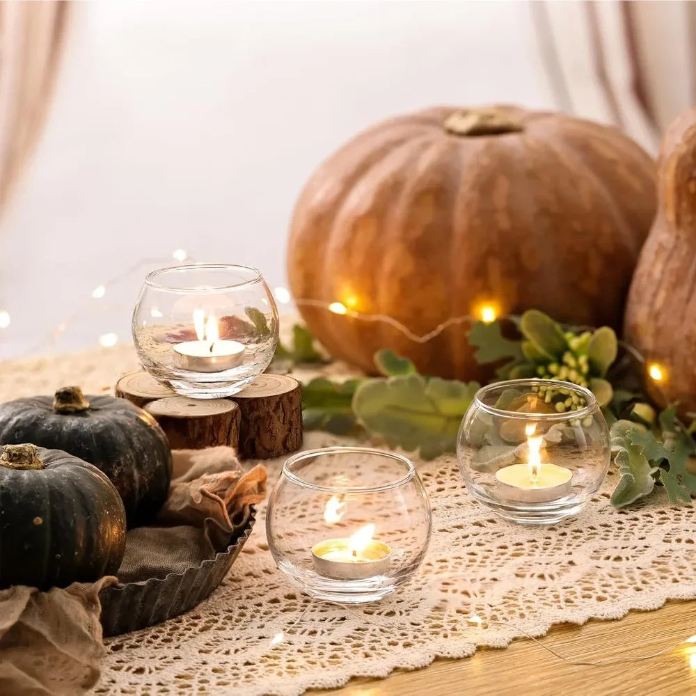 6 oder 12 Stück Glas-Teelichthalter winddichte Kerzenhalter-Yabubest - Home & More