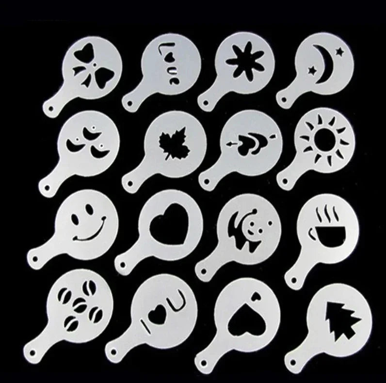 Kaffee Schablonen Set für kreative Latte und Cappuccino Kunst