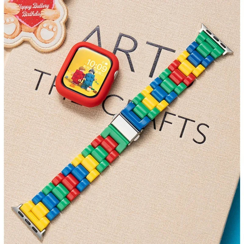 Buntes Acryl-Uhrenarmband mit Faltschließe für Apple Watch Modelle