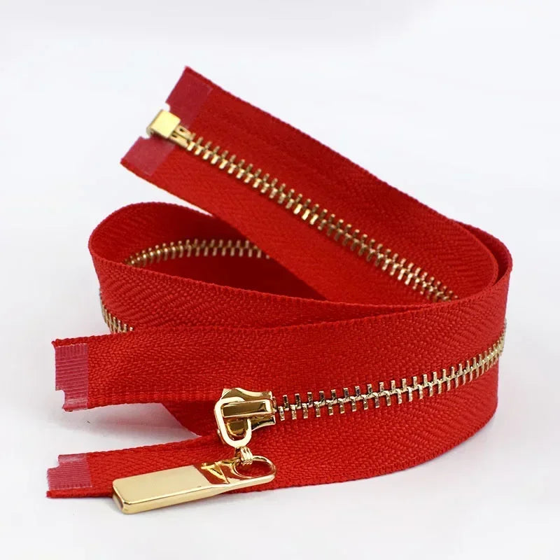 Metall Reißverschluss goldene Zähne offen 40-70cm für Taschen Jacken Kleidung