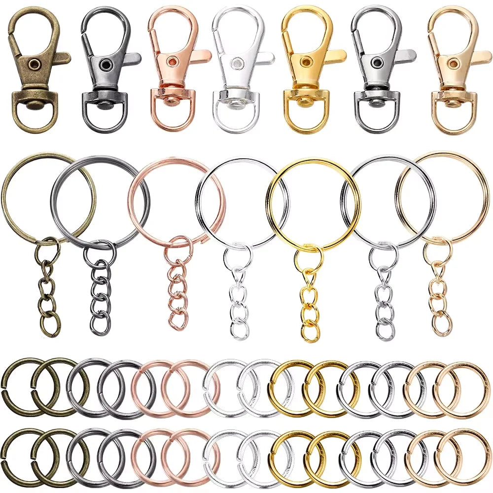 70-teiliges Set drehbare Karabinerhaken Schlüsselringe DIY Schmuck Zubehör