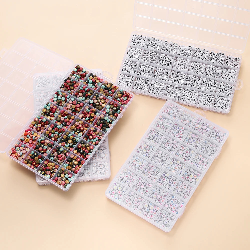 1400 Acryl Buchstabenperlen A-Z 7mm DIY Schmuckherstellung Zubehör