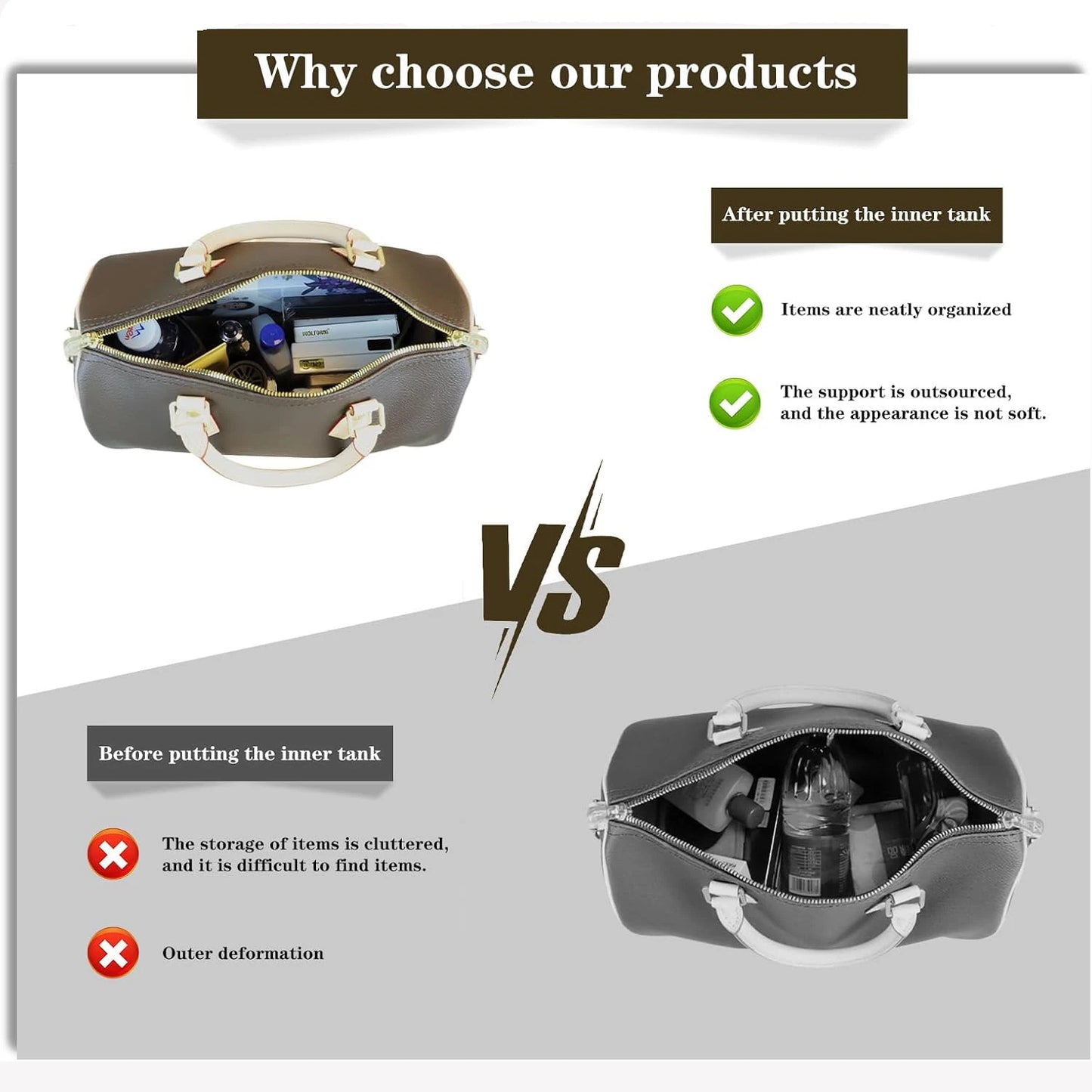 Praktischer Geldbörsen Organizer Einsatz aus Filz für Handtaschen