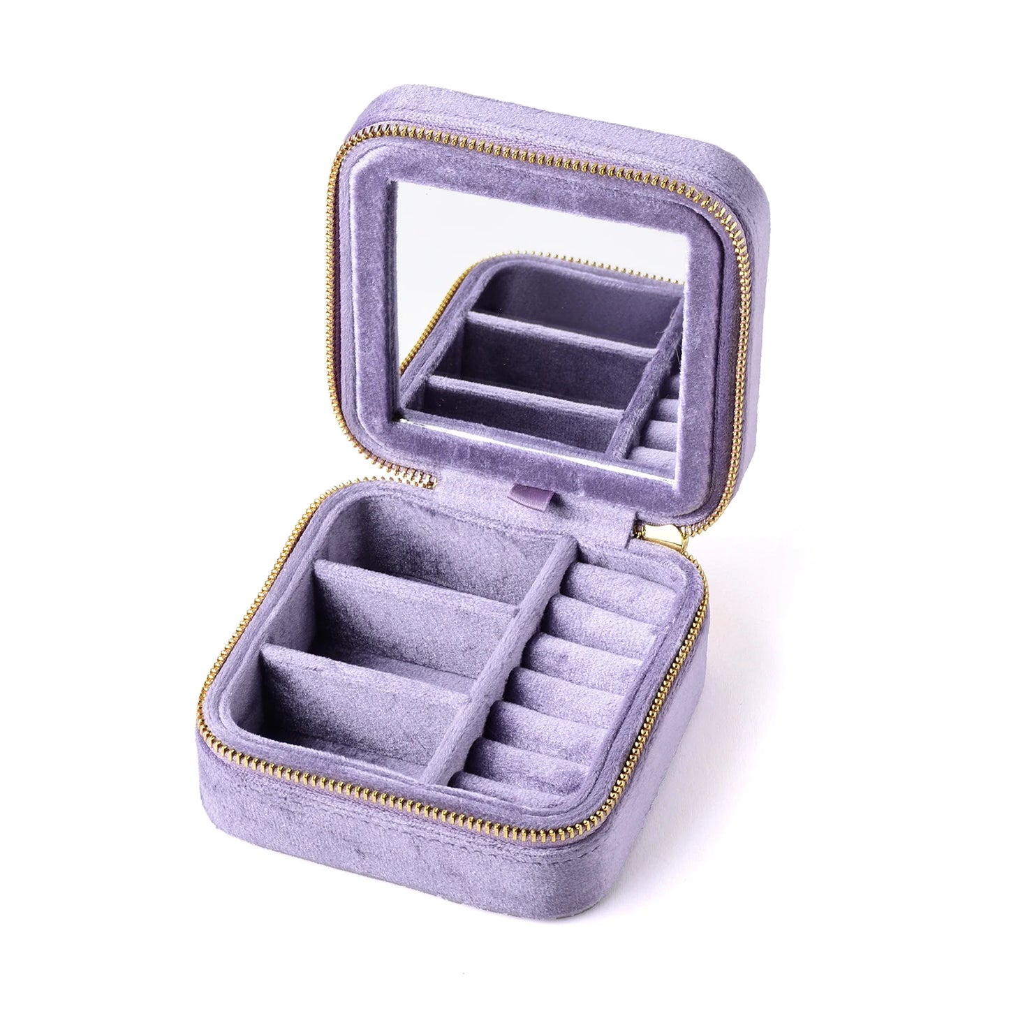 TAIMY Vintage Samt Reise-Schmuckbox Grün mit Spiegel Organizer