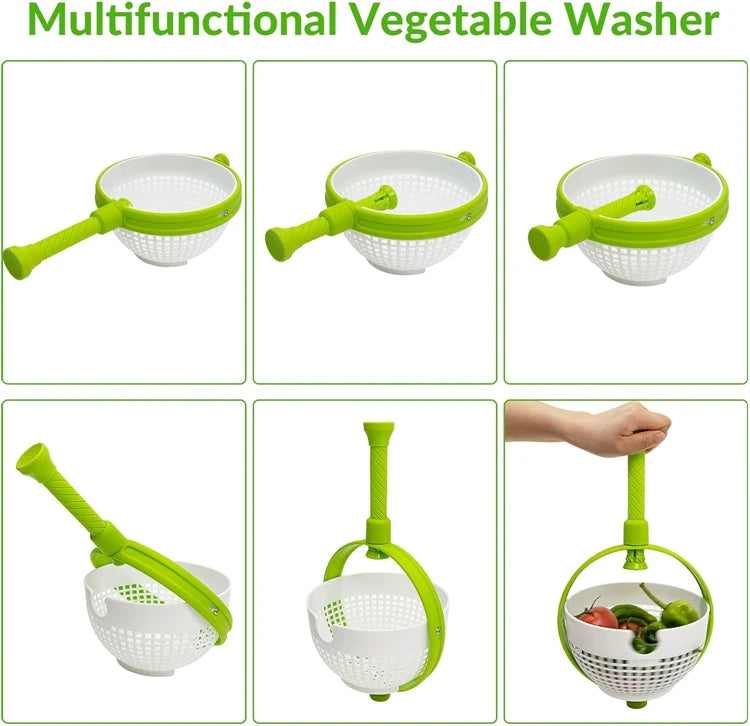 Platzsparende 3 Liter Salatschleuder mit Sieb und Gemüsefilter