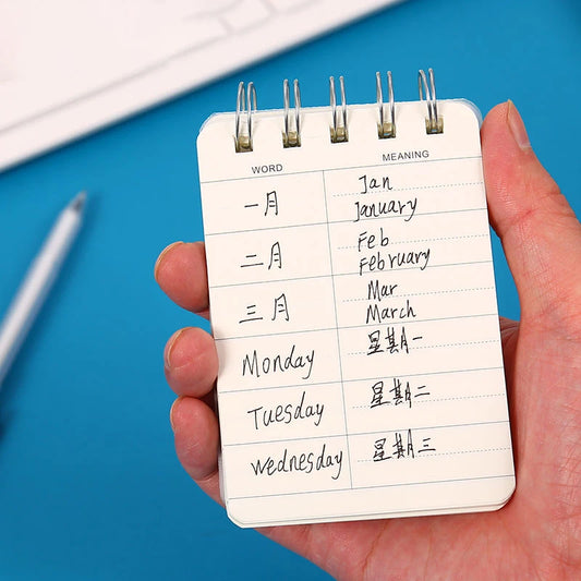 200 Seiten Spiral Notizbuch A7 Blanko Kariert Liniert für Schule Büro