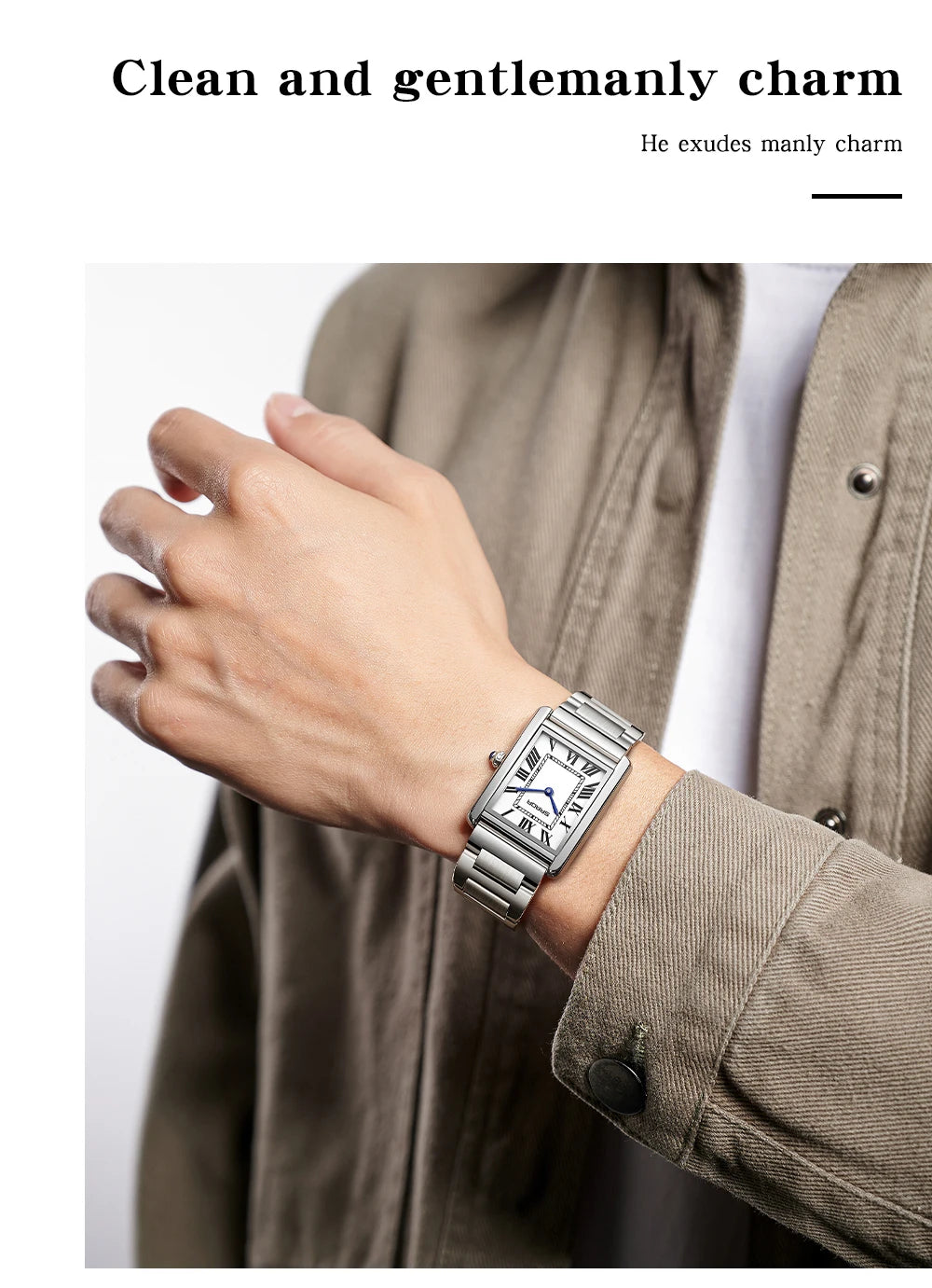 Elegante Herren Quarzuhr mit Lederband und römischem Zifferblatt