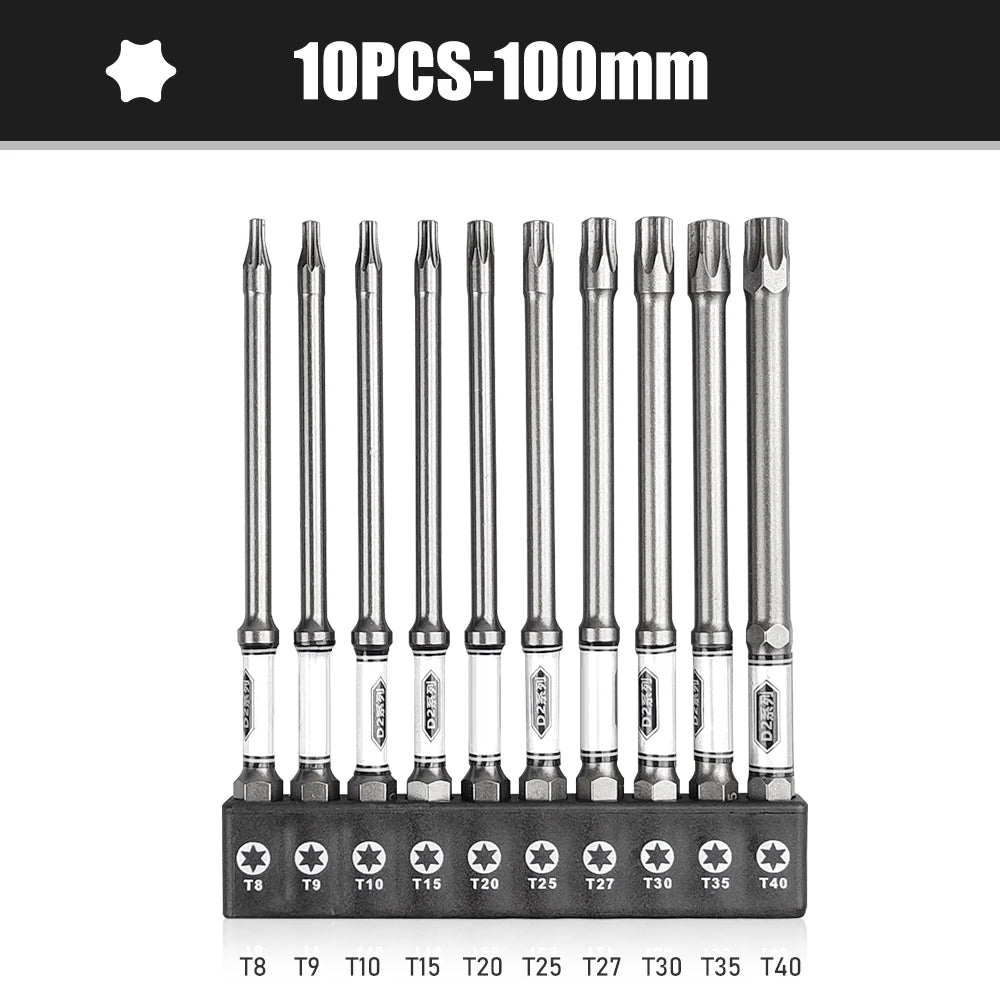 10-tlg. magnetisches 50/100mm Sechskant Schraubendreher Bit Set 1/4 Schaft