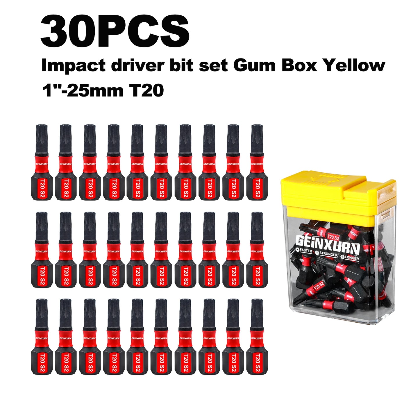 30x Magnetisches Impact Torx Bit Set S2-Stahl T10-T30 Werkzeug