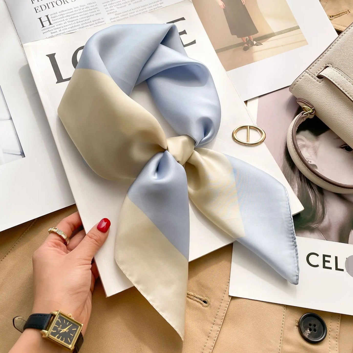 Vielseitiger 70x70 cm Damen Schal aus seidigem Polyester – stilvoll - leicht