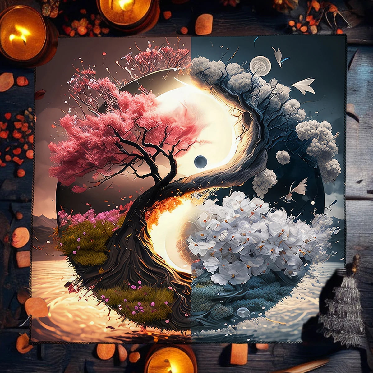 Baum des Lebens Altartuch spirituelle Tarot Tischdecke