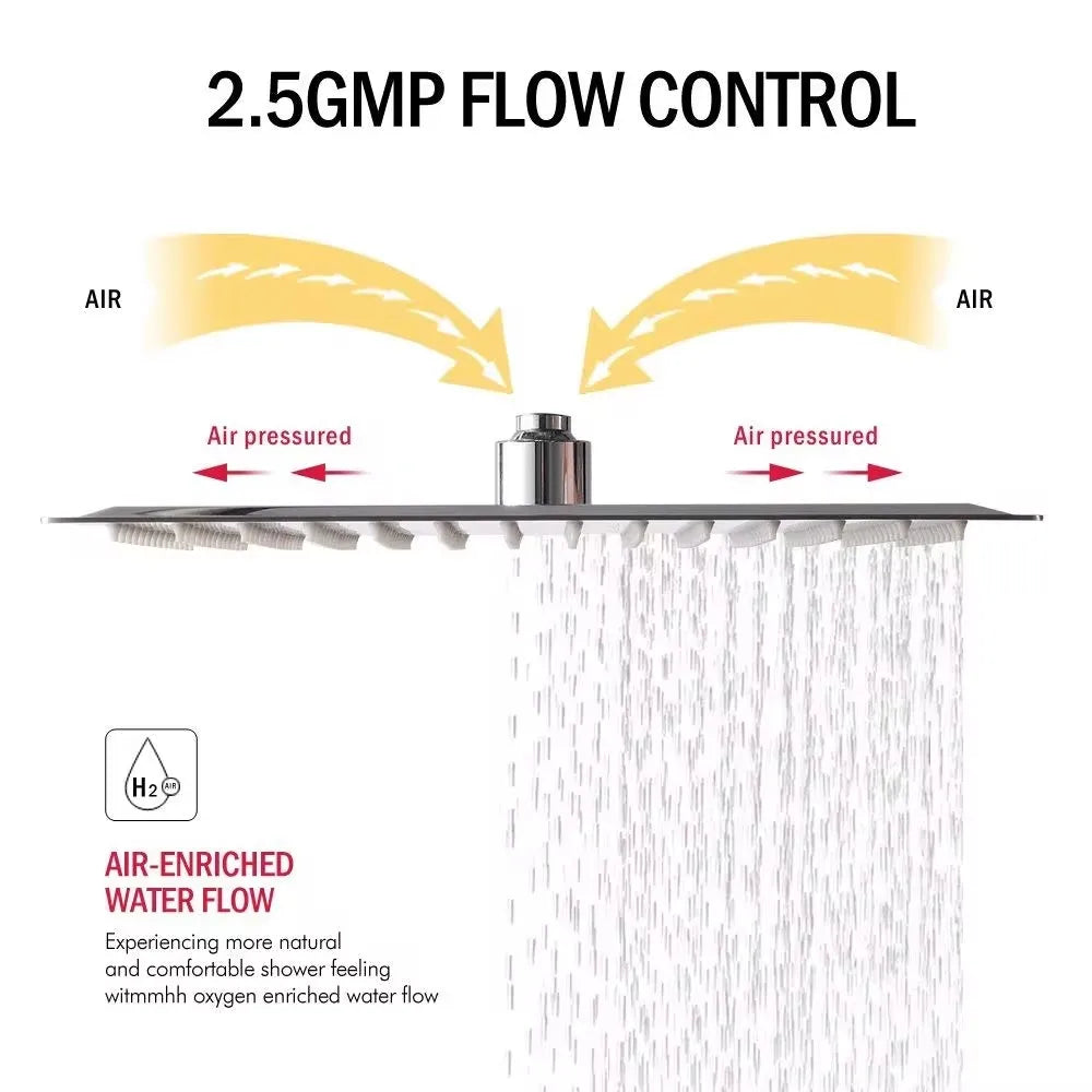 8 10 12 Zoll Edelstahl Hochdruck Regenduschkopf Quadratisches Design