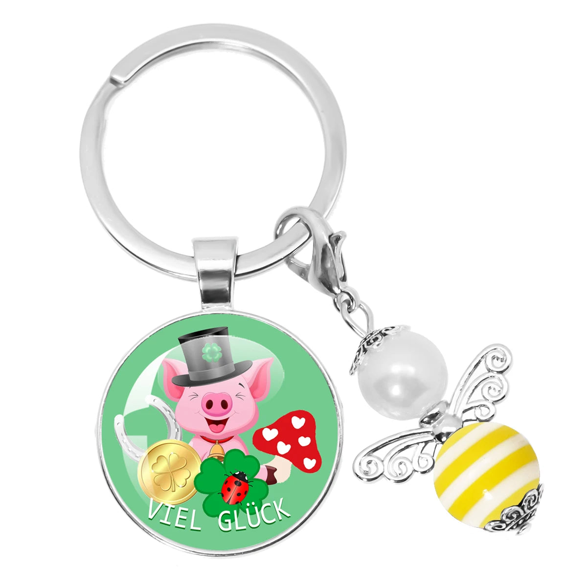 Glücksbringer Schlüsselanhänger mit vierblättrigem Kleeblatt Design