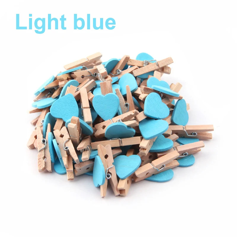 50x Holz Herz Foto Clips für DIY Deko, Hochzeit, Notizen Wohnkultur