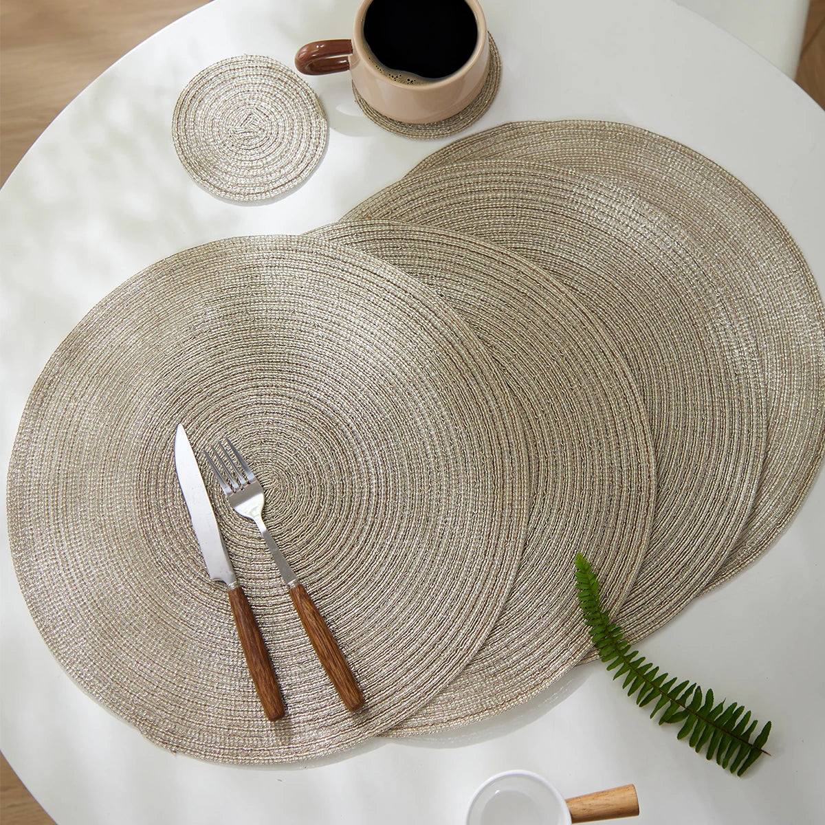 12er Set Runde Geflochtene Tischsets Hitzebeständig für Weihnachten