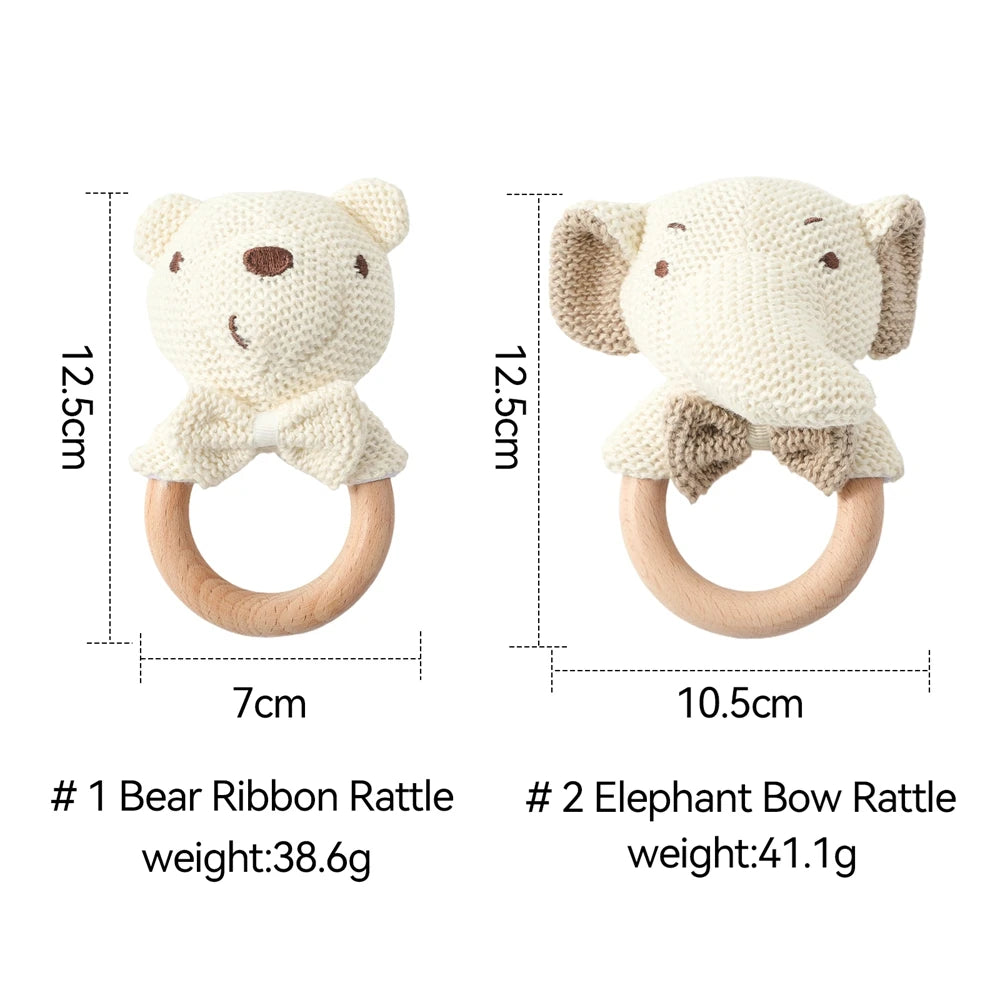 Natürliche Baby Rassel aus Holz mit süßem Bär Motiv-Yabubestshop