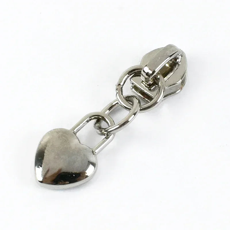 Metall Reißverschlussschieber Herz-Anhänger #3 für Nylon-Reißverschlüsse DIY Reparatur Set