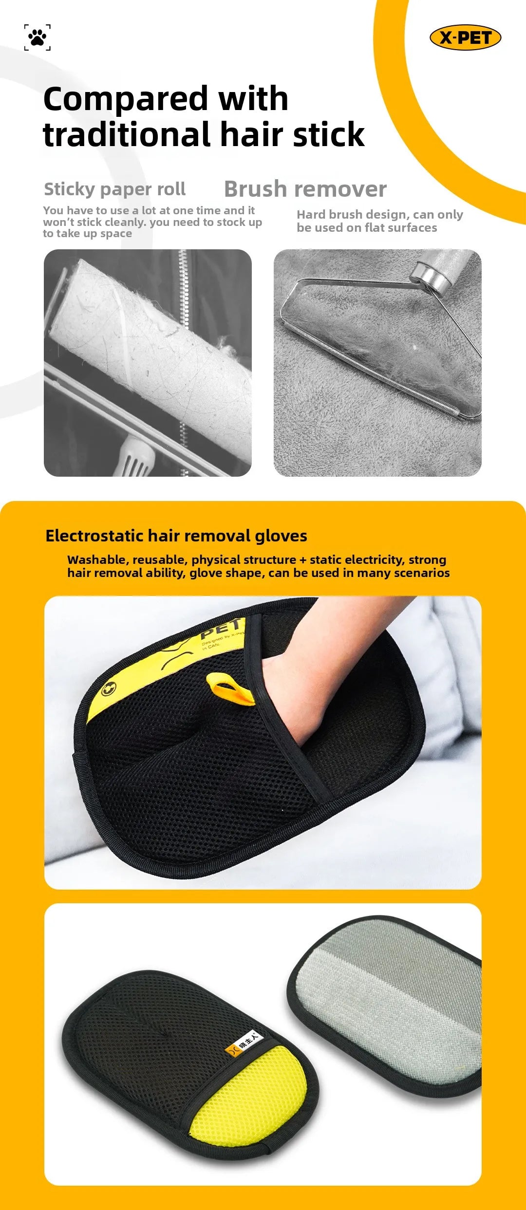 2-in-1 Haustier-Haarentfernungshandschuhe für Katzen und Hunde-Yabubest - Home & More
