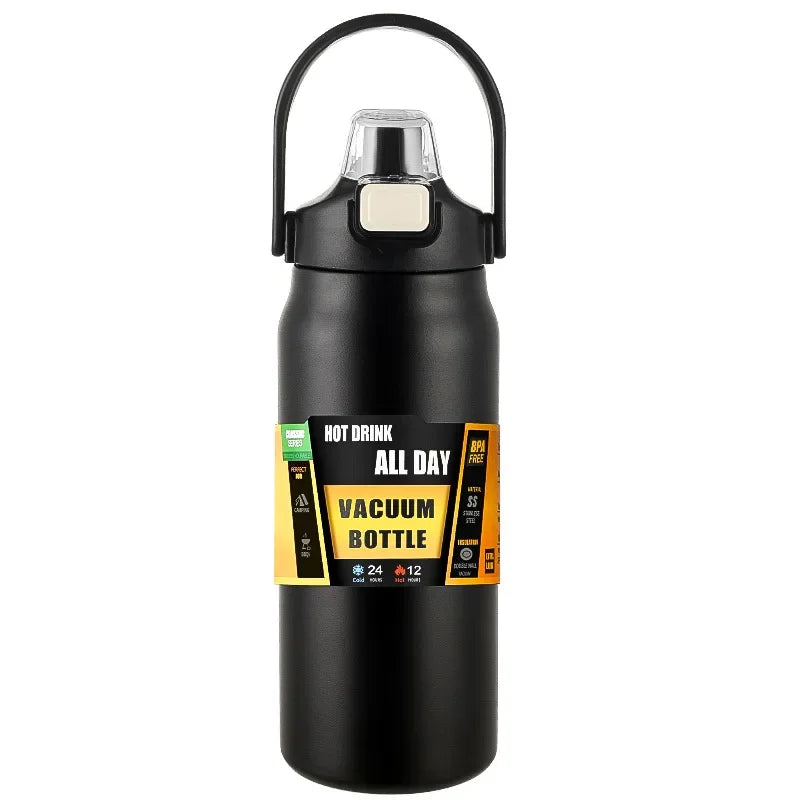 Premium Edelstahl-Thermoskanne mit Strohhalm, 24h kalt & 8h heiß, BPA-frei