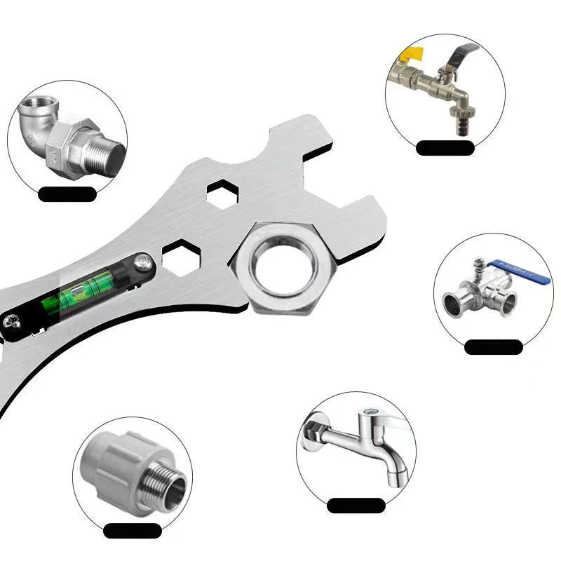 Multifunktionaler Badarmatur Schlüssel aus Edelstahl für Montage