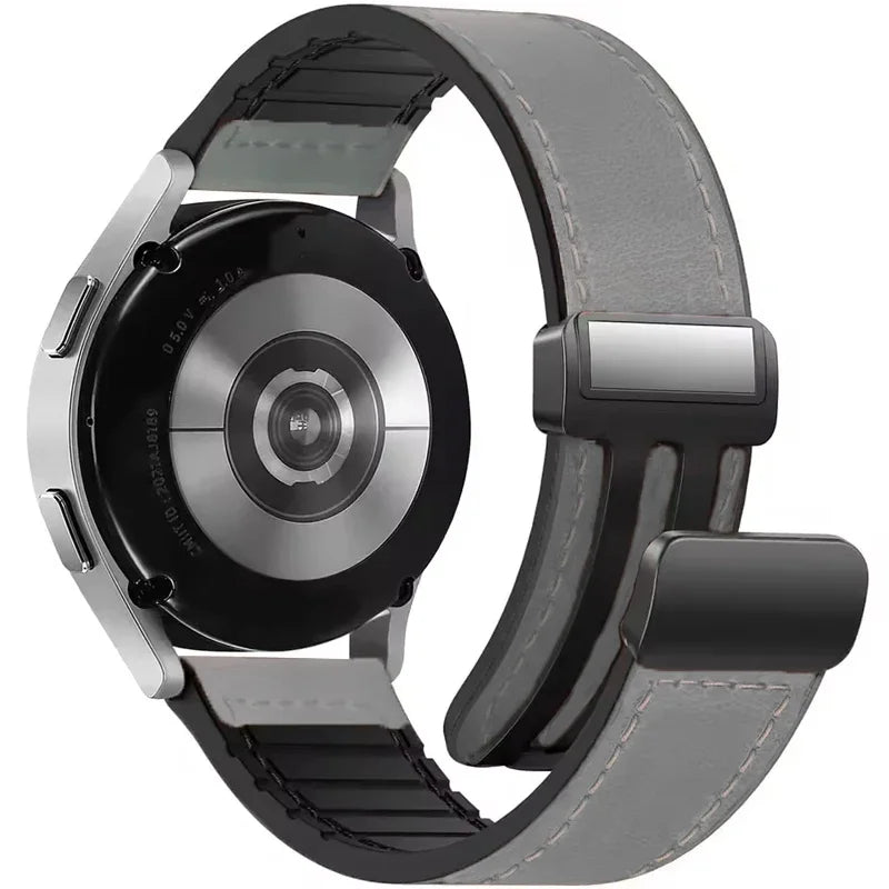 Magnetisches 20/22mm Leder - Silikon Uhrenarmband für Smartwatches