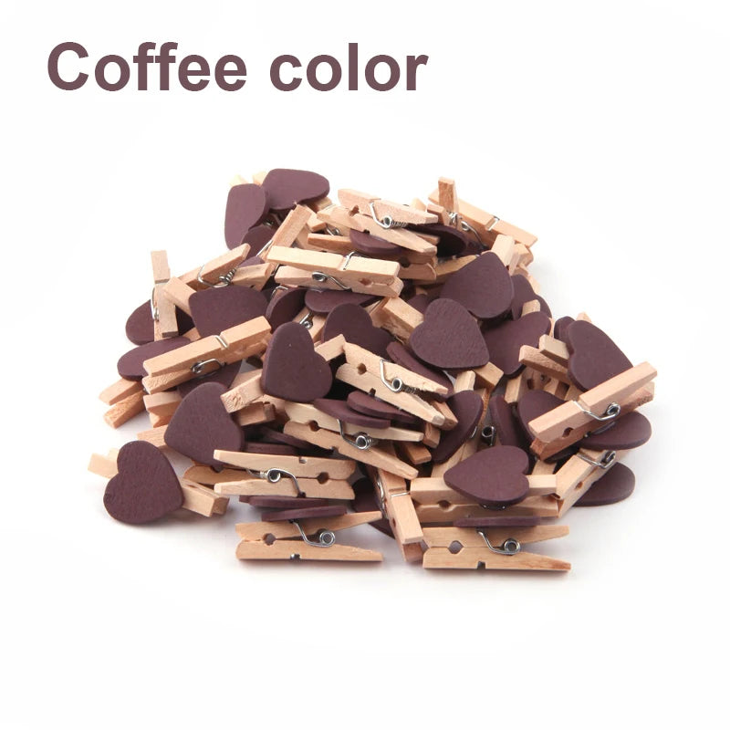 50x Holz Herz Foto Clips für DIY Deko, Hochzeit, Notizen Wohnkultur