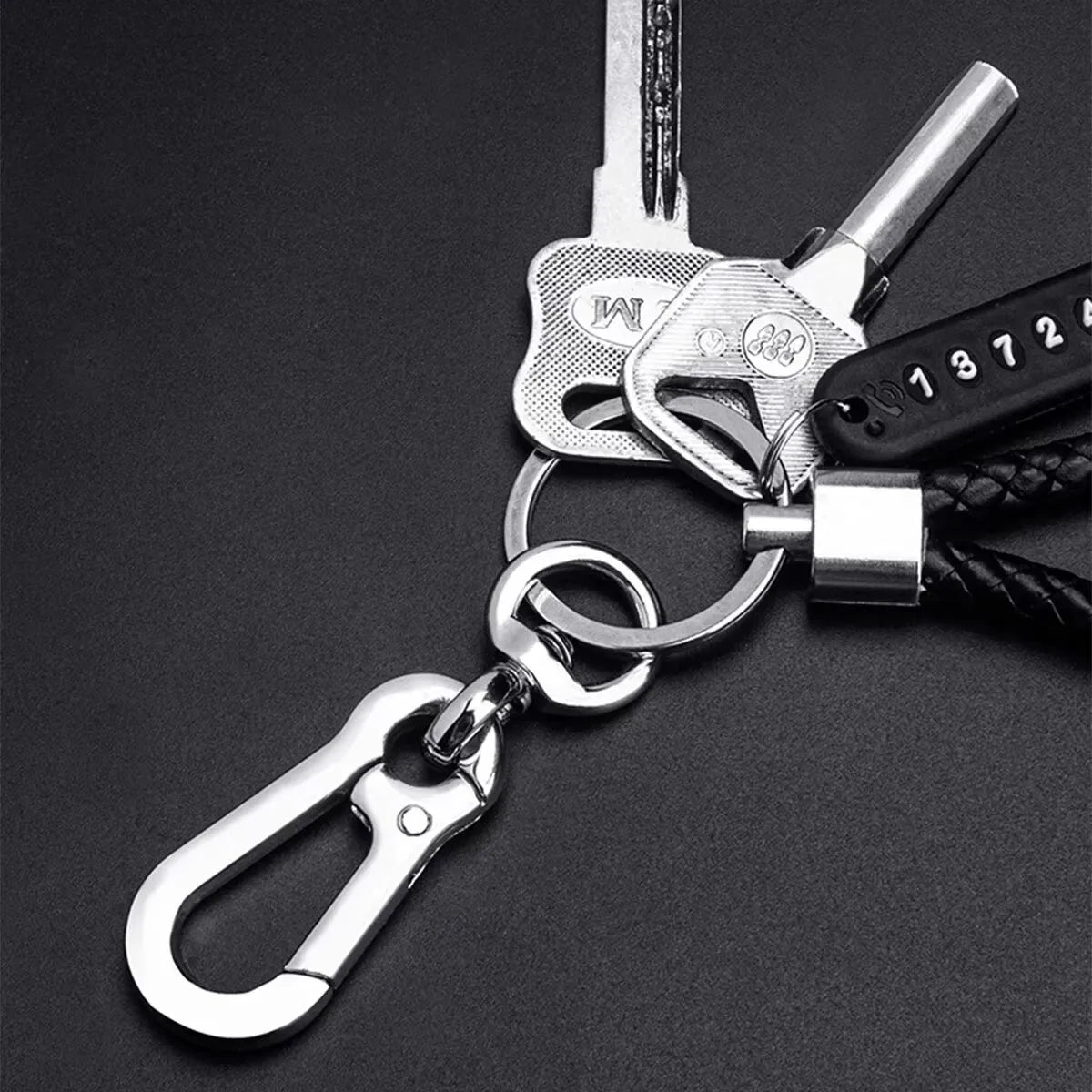 Eleganter Leder Schlüsselanhänger mit Zink-Legierung Karabiner für Unisex
