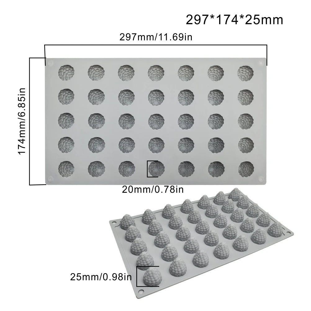 Kreative 35-Zellen Himbeer-Silikonform – Flexibel, hygienisch - langlebig für Fondant