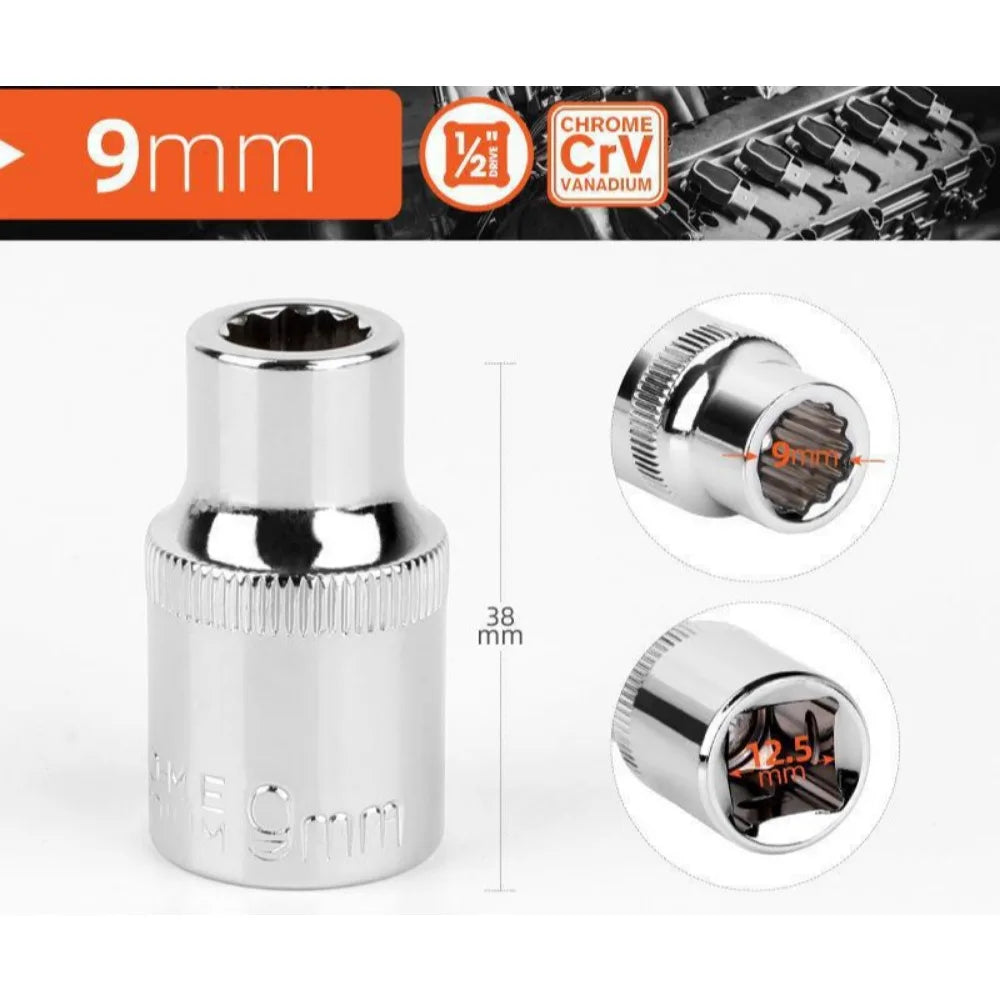 1/2 Zoll Vierkantantrieb 12-Punkt Steckschlüssel für Ratschenschlüssel 8-32mm