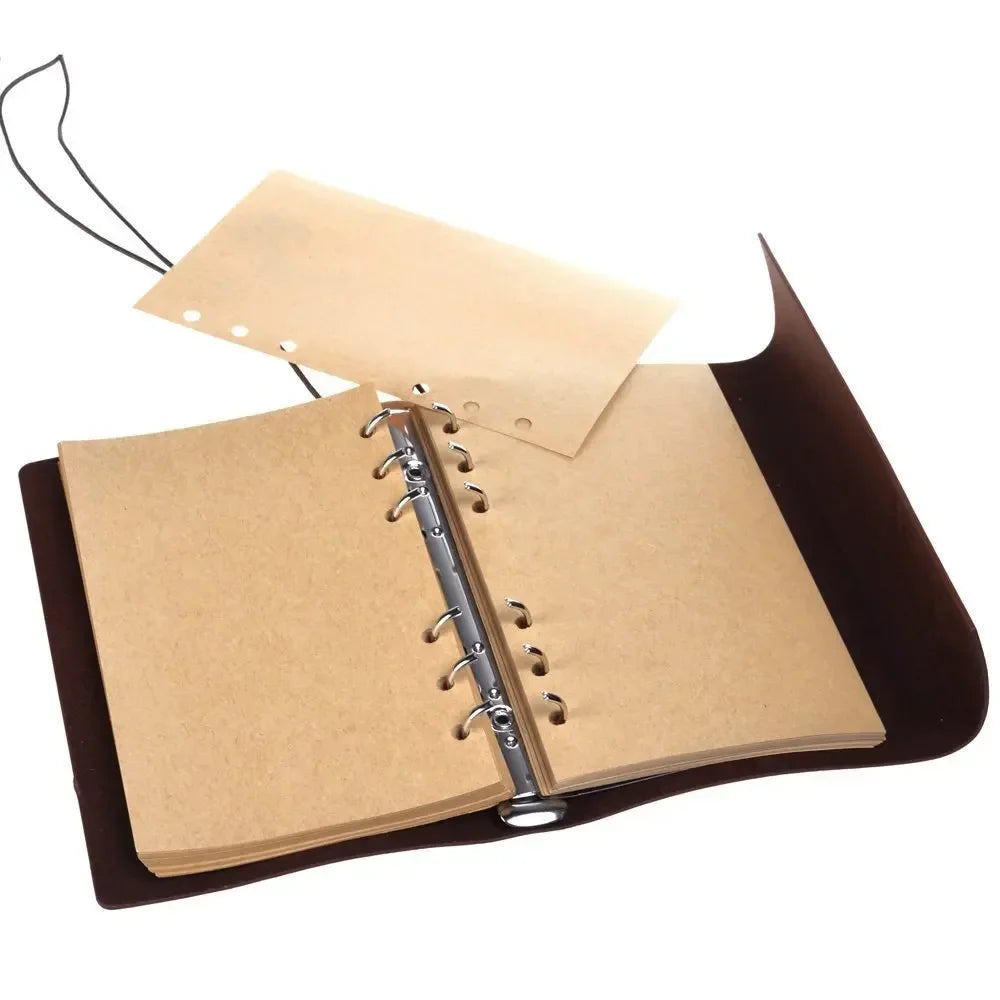Retro-Notizbuch Leder 14x10cm mit austauschbarem Kraftpapier-Yabubest - Home & More