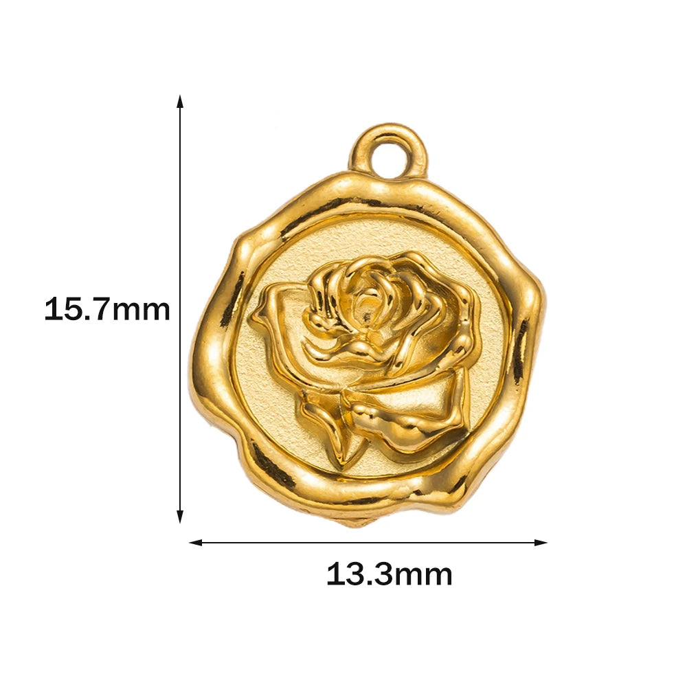 Goldfarbene Edelstahl Charms Rose Herz Meerjungfrau Design