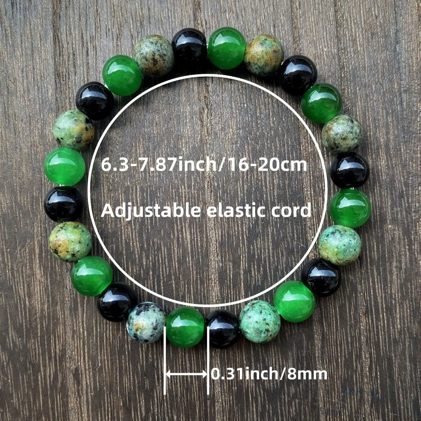 Elastisches 8mm Perlenarmband in Grün für Herren modisches Seilarmband