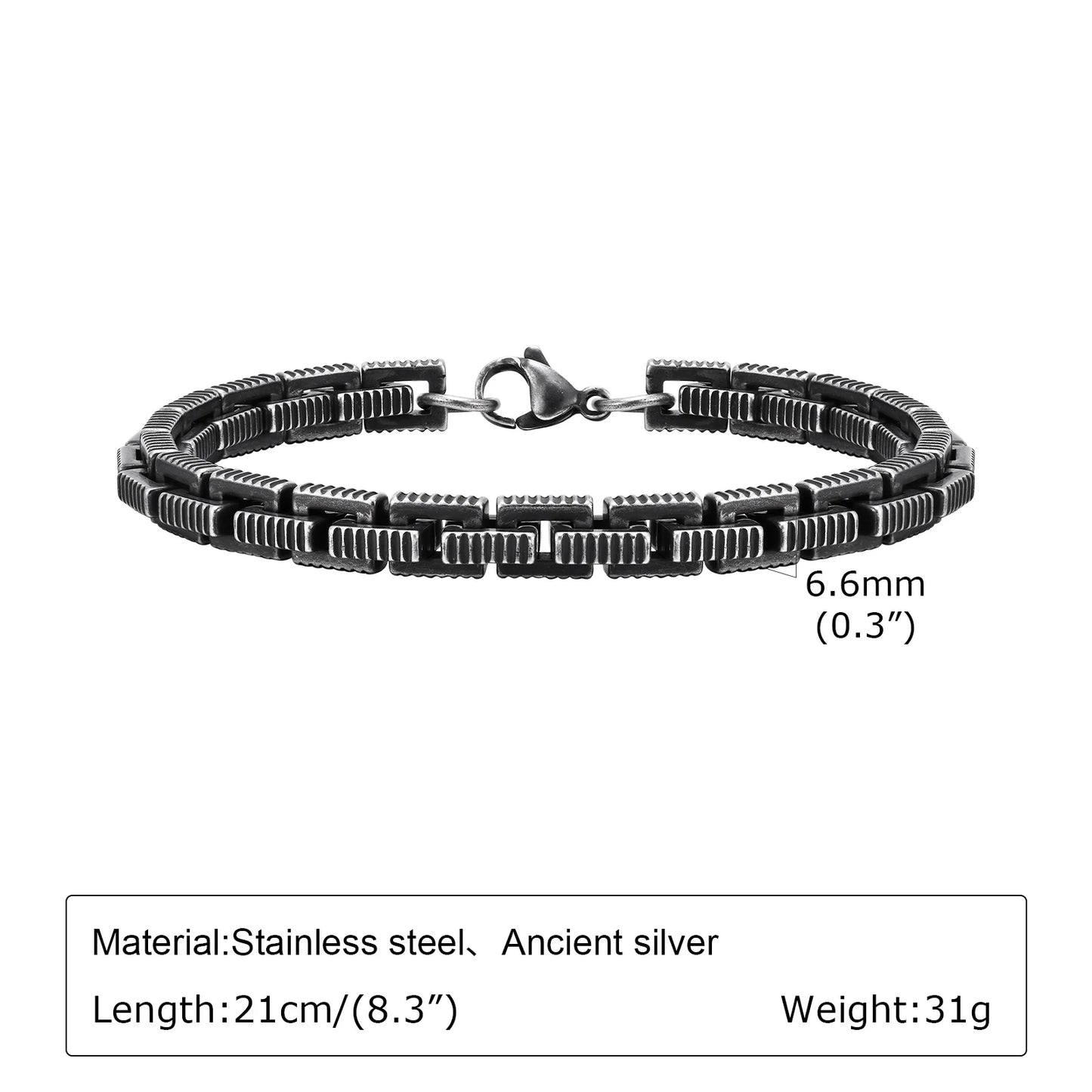 Byzantinisches Herren Armband 8mm Edelstahl retro grau