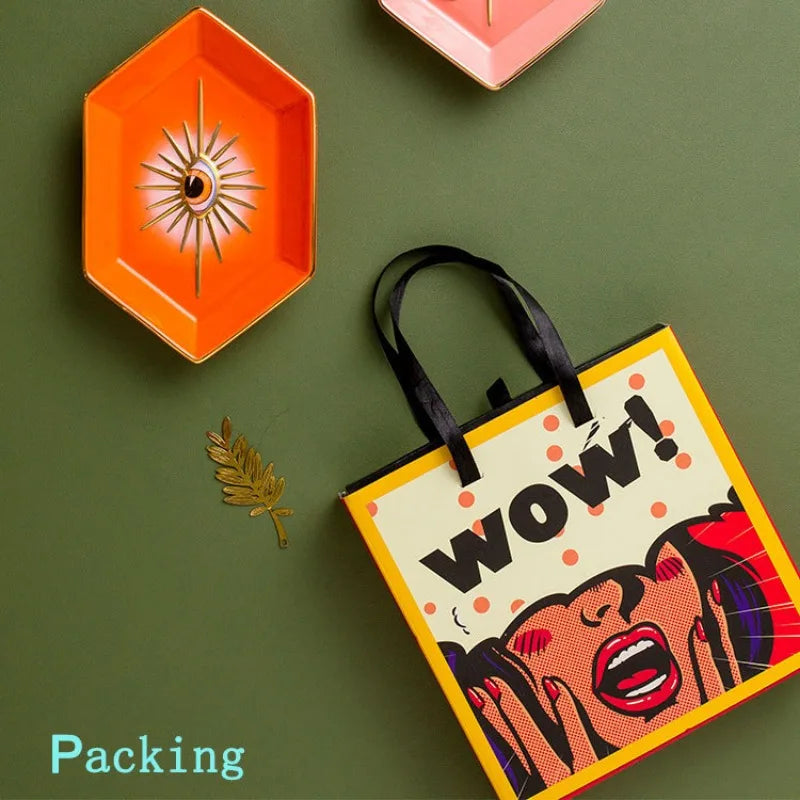 Buntes Sechseckiges Keramik Ablagetablett Dekorativ