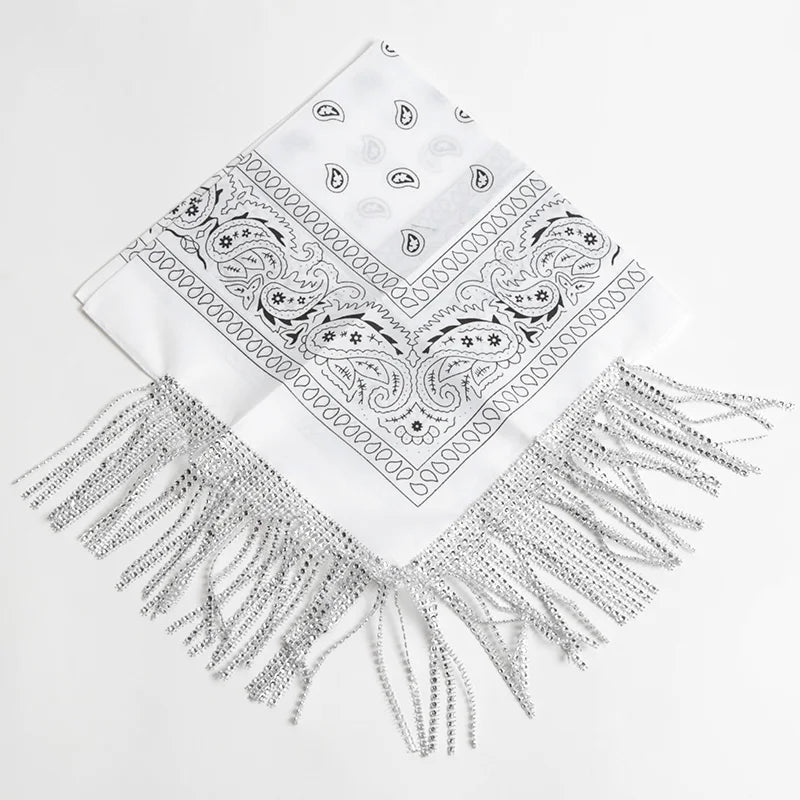 Vielseitiges Paisley Bandana mit Strassfransen für Frauen und Männer