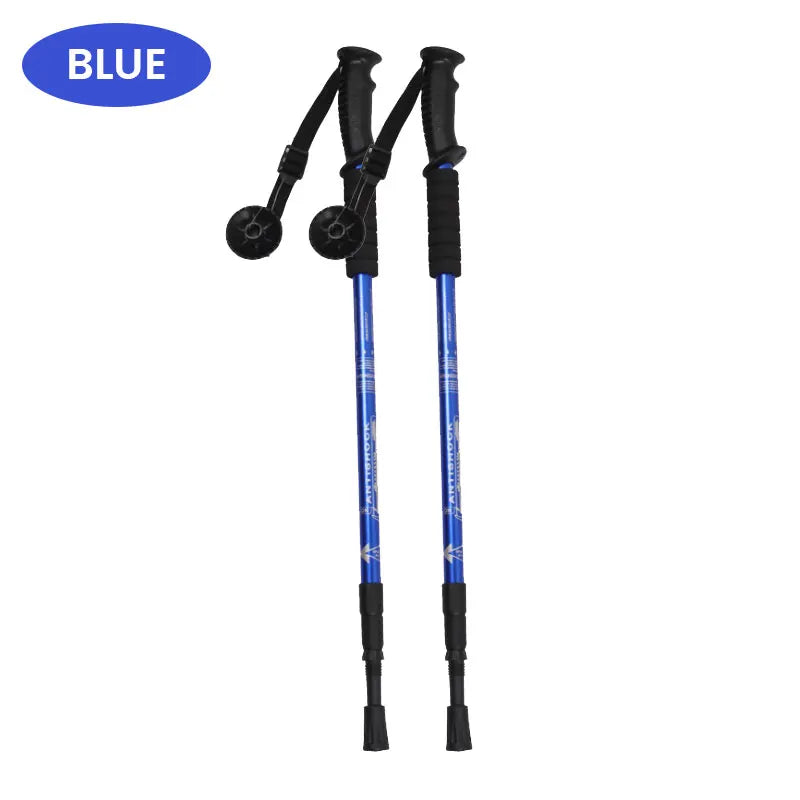 Teleskop Trekkingstock aus Stahl mit Quergriff für Bergsteigen