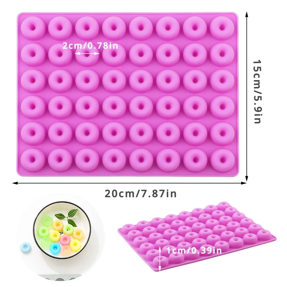 Vielseitige Silikon Backform für Mini Donuts, Gummibärchen und Schokolade